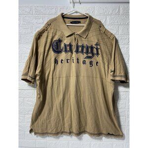 COOGI Heritage Beige Tan Men’s Embroidered T-Shirt Size 5X